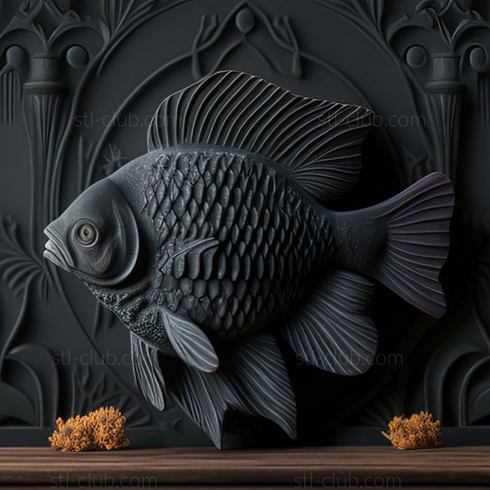 st Dark grey oranda fish